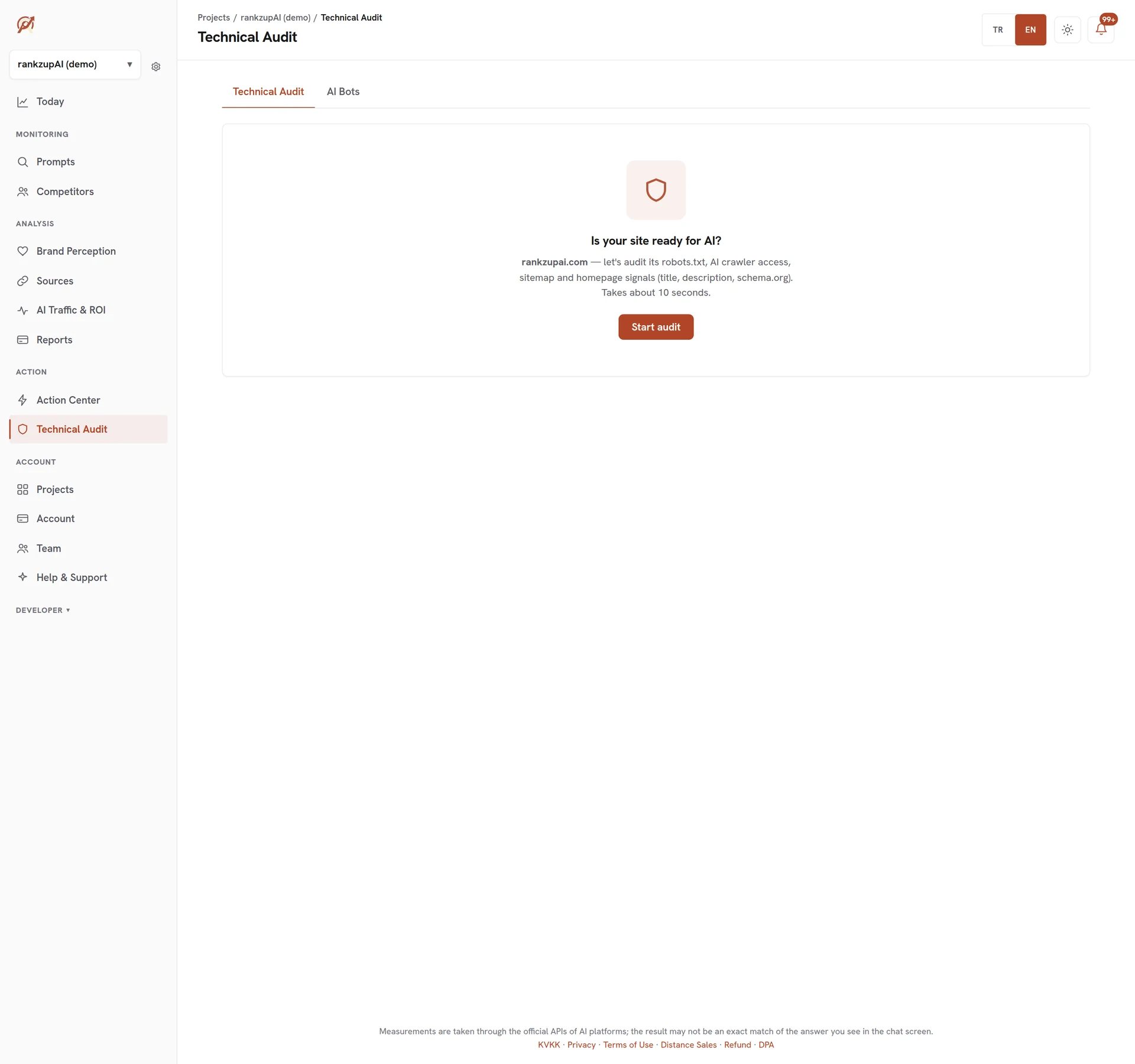 Technical audit: your site's AI readiness score
