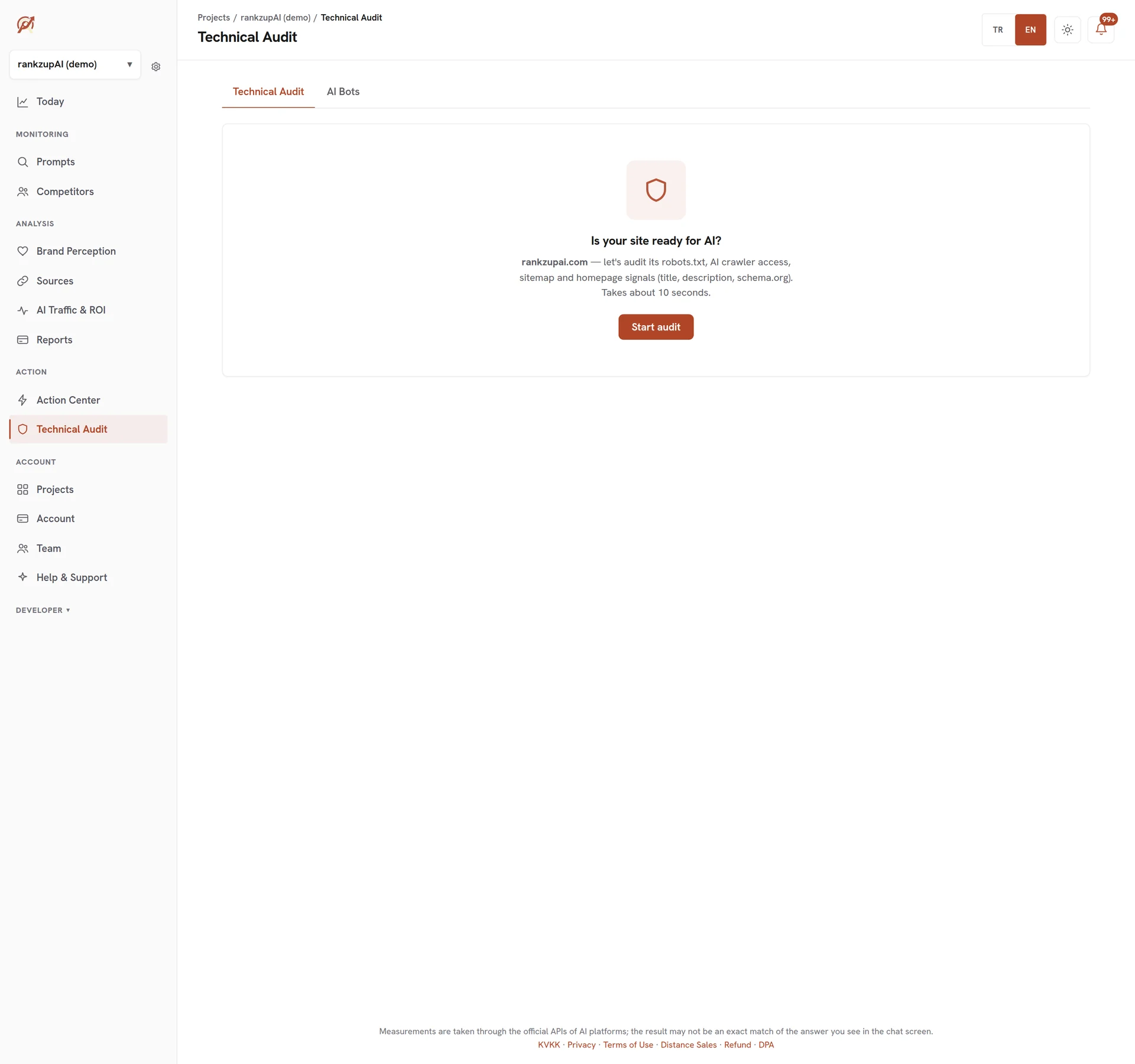 Technical audit: your site's AI readiness score
